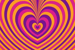 迷幻奇幻的彩色心形背景层