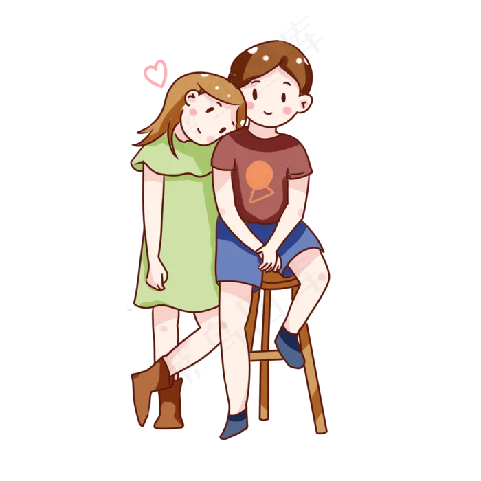 卡通七夕节情侣(3508X4961(DPI:300))psd模版下载