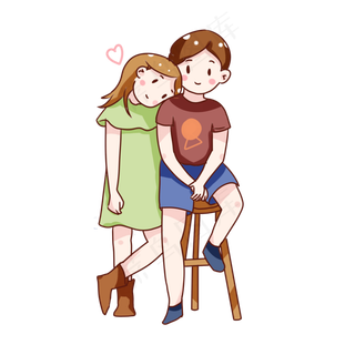 卡通七夕节情侣