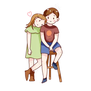 卡通七夕节情侣