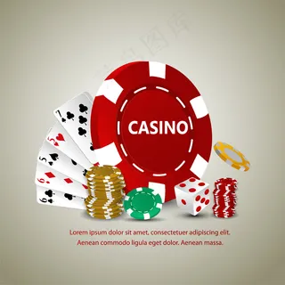 带有扑克牌、金币、赌场筹码的赌场赌博游戏