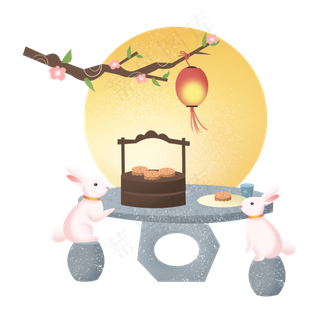 中秋节节日中秋佳节兔子月兔月亮