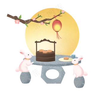 中秋节节日中秋佳节兔子月兔月亮