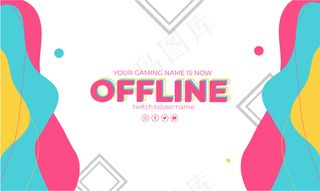 带孟菲斯背景模板的Twitch横幅banner