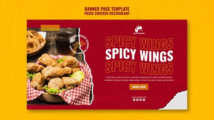 香辣鸡翅横幅banner模板psd模版下载