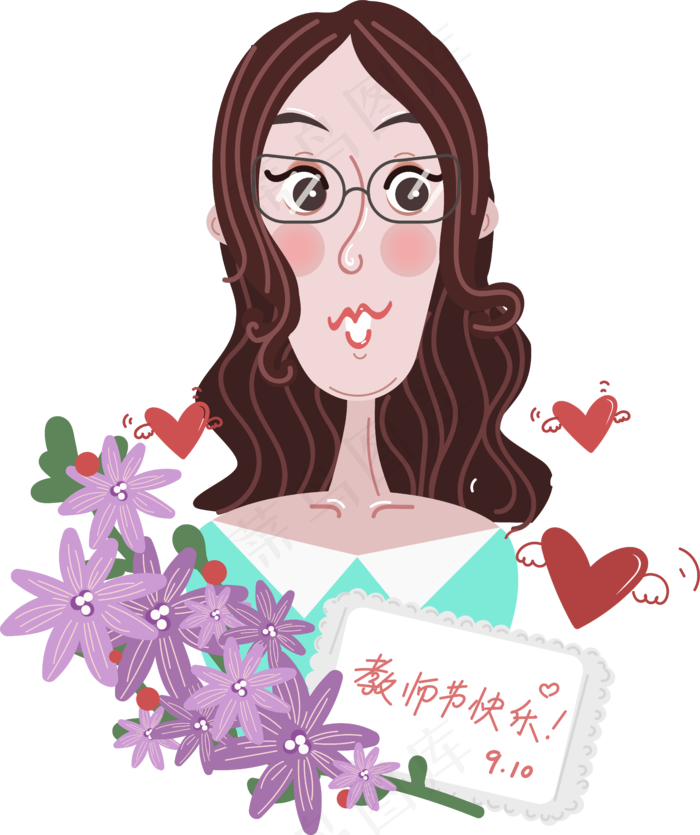 教师节卡通手绘女老师
