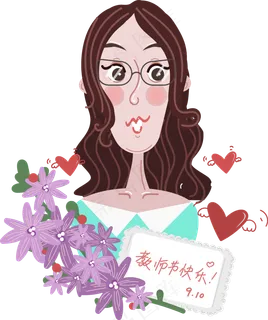 教师节卡通手绘女老师