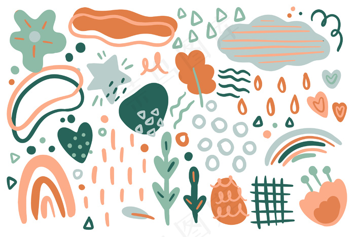 手绘抽象有机形状背景