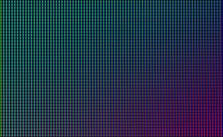 黑色背景上有绿色、蓝色和红色圆点灯的Led墙壁视频屏幕。