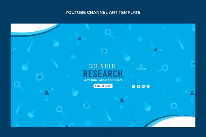 Flat science youtube频道模板eps,ai矢量模版下载