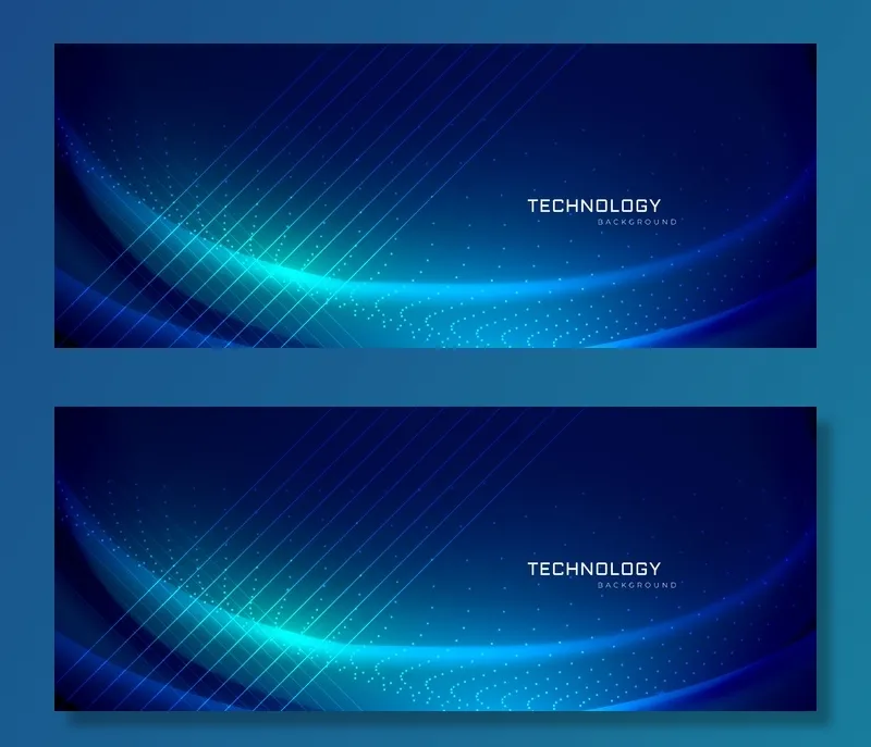 具有灯光效果的技术横幅banner设计eps,ai矢量模版下载
