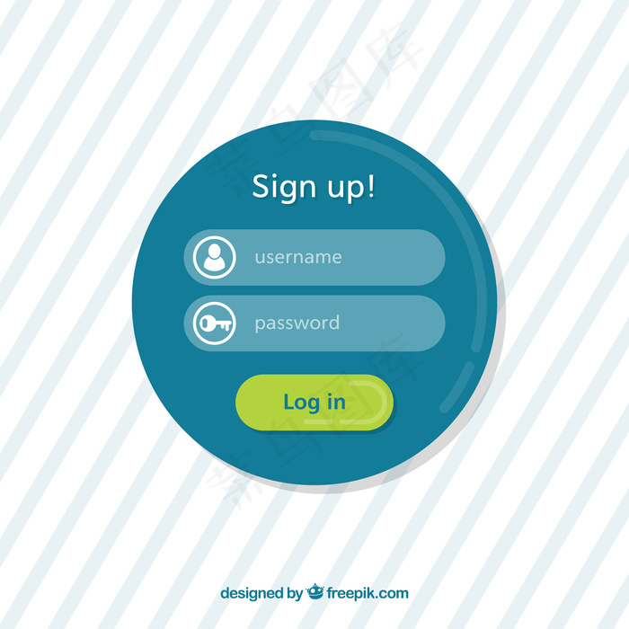 圆形登录表单模板eps,ai矢量模版下载