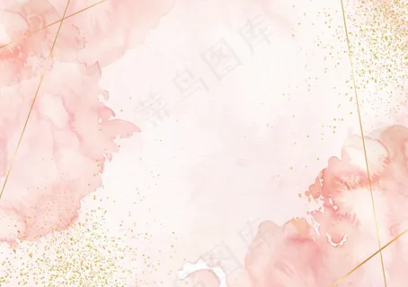 泼洒水彩画金色线条和闪光