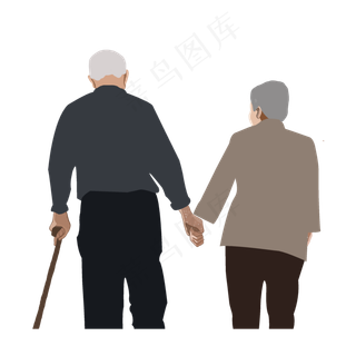 恩爱老伴手绘人物设计可商用元素