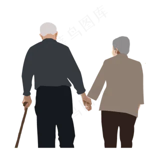 恩爱老伴手绘人物设计可商用元素