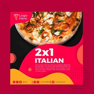 比萨餐厅方形宣传单,DM传单模板
