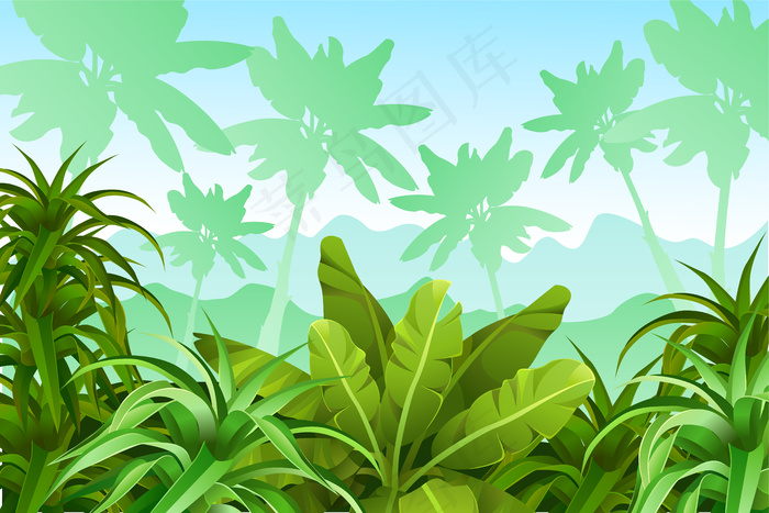 热带植物的狩猎景观。