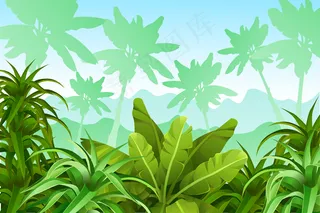 热带植物的狩猎景观。