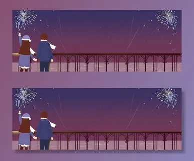 新年跨年江边看烟花浪漫情侣