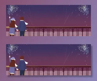 新年跨年江边看烟花浪漫情侣