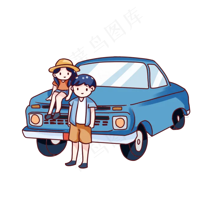 卡通七夕节情侣(2000X2000(DPI:300))psd模版下载