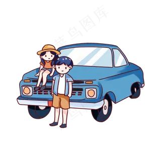 卡通七夕节情侣