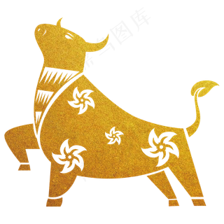 牛年烫金剪纸装饰素材