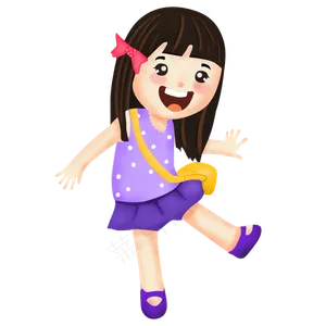 开心跳跃女孩儿童孩子卡通人物插