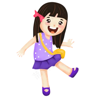 开心跳跃女孩儿童孩子卡通人物插