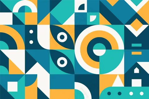 蓝橙抽象几何形状平面设计 蓝橙抽象几何形状平面设计