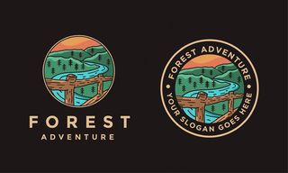 风景自然森林户外景观标志插图黑色背景