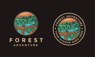 风景自然森林户外景观标志插图黑色背景