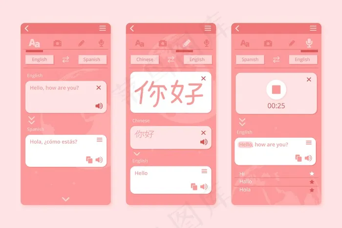 翻译应用程序界面概念eps,ai矢量模版下载