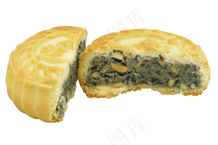 掰开黑芝麻月饼