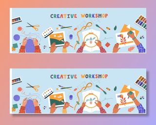 儿童创意艺术工作室，绘画，刺绣