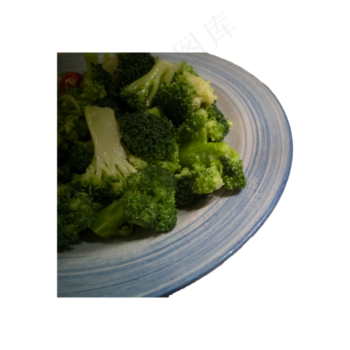 一盘西兰花实拍免抠