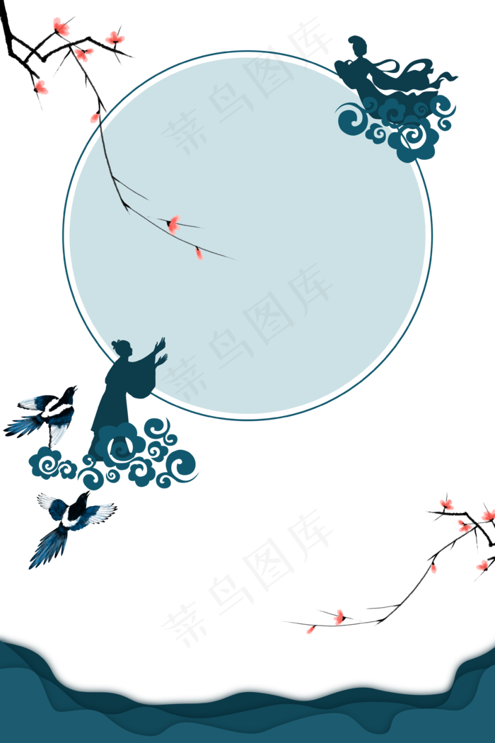 国风牛郎织女相会装饰边框