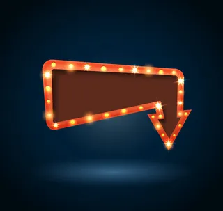 文本蓝色背景带空格的复古箭头