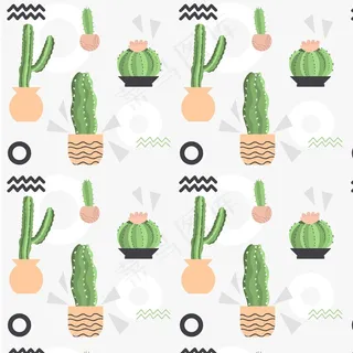 浅色不同仙人掌植物图案 浅色不同仙人掌植物图案