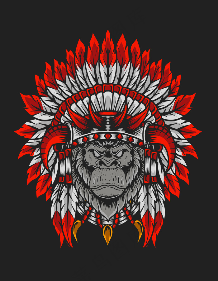 印度阿帕奇大猩猩头插图