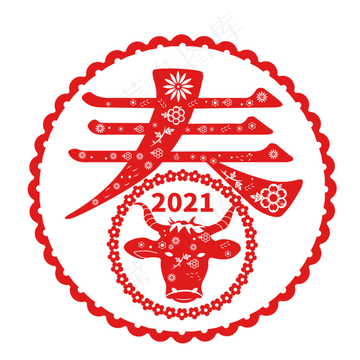 牛年窗花(2048X2048(DPI:132))ai矢量模版下载