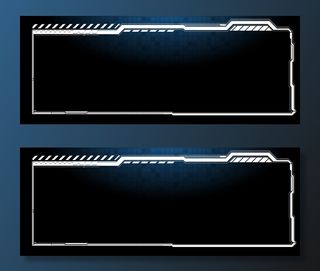 Hud框架。未来现代用户界面元素，hud控制面板。高科技屏幕数字全息窗口。科幻未来派仪表盘。虚拟现实技术。矢量图