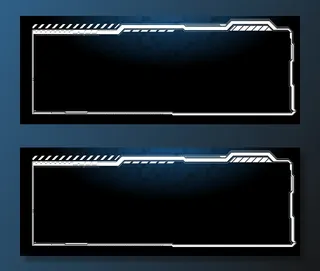 Hud框架。未来现代用户界面元素，hud控制面板。高科技屏幕数字全息窗口。科幻未来派仪表盘。虚拟现实技术。矢量图