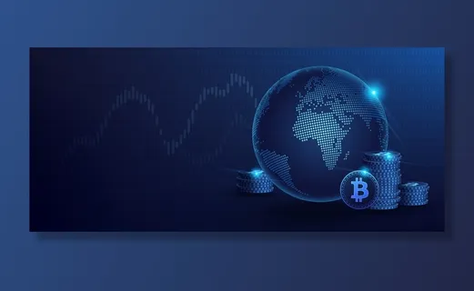 蓝色比特币数字货币与全球全息图