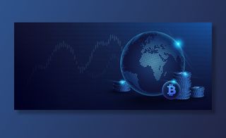 蓝色比特币数字货币与全球全息图