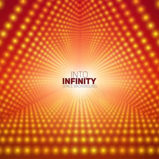 红色背景上闪烁的矢量无限三角形隧道。