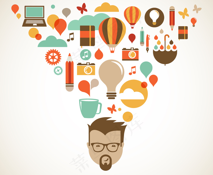 设计、创意、创意和创新概念插图