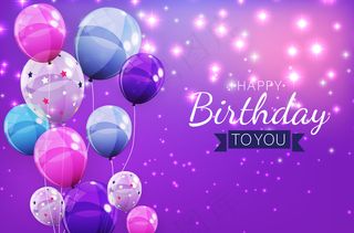 彩色光泽生日快乐气球背景插图