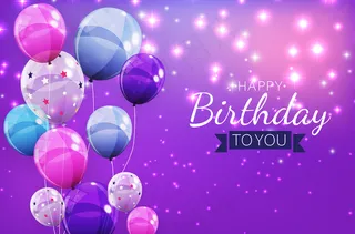 彩色光泽生日快乐气球背景插图