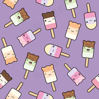 可爱的卡瓦伊风格的冰淇淋酒吧无缝模式